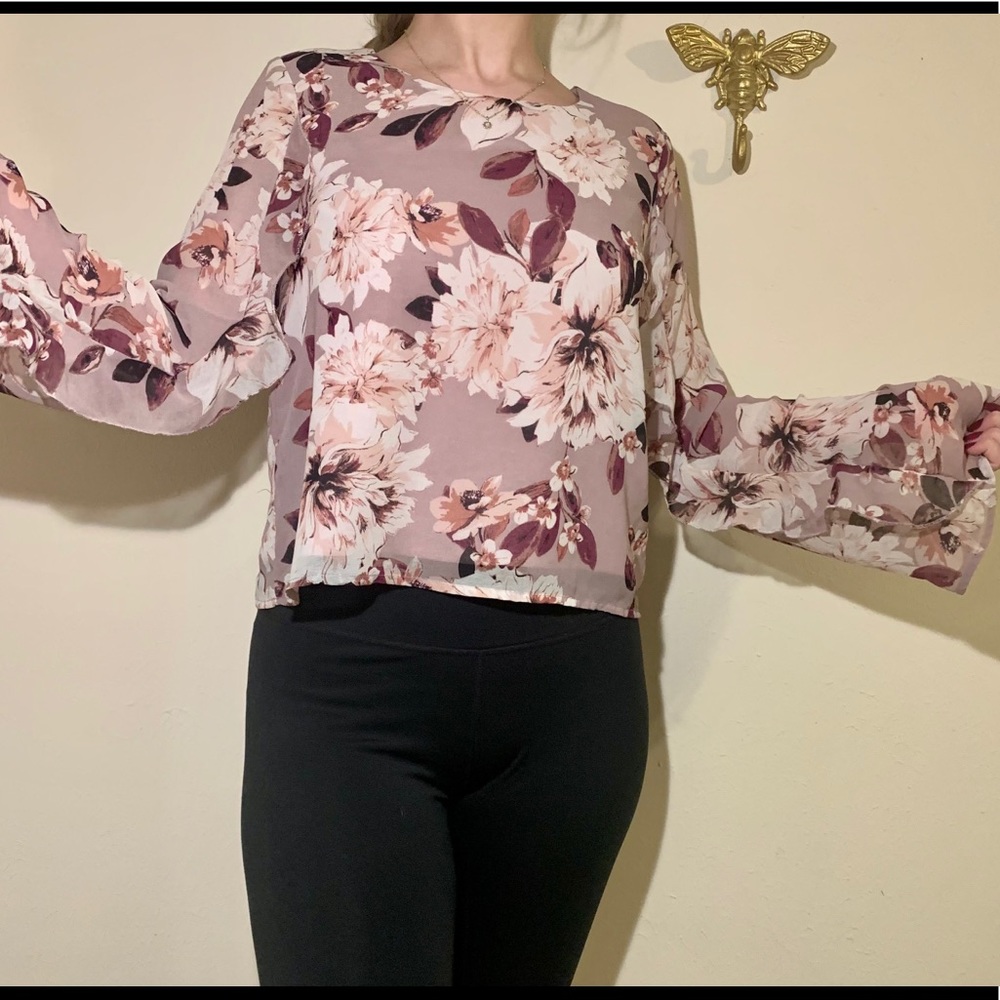 Purple floral blouse